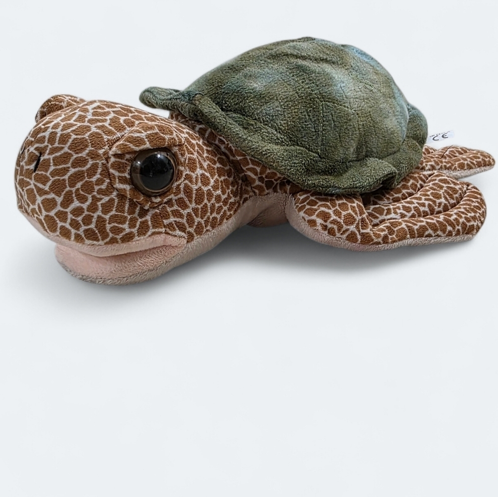 Sea World Authentic Parks Sea Turtle Hand Puppet Brown and Green Plush Toy
